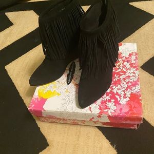 Black suede wedge bootie